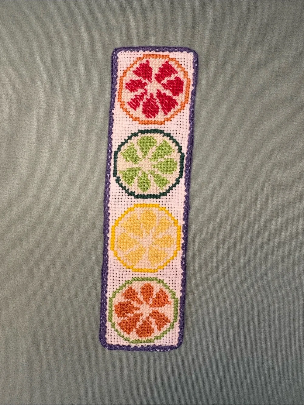 Handmade Embroidered Citrus Bookmark
